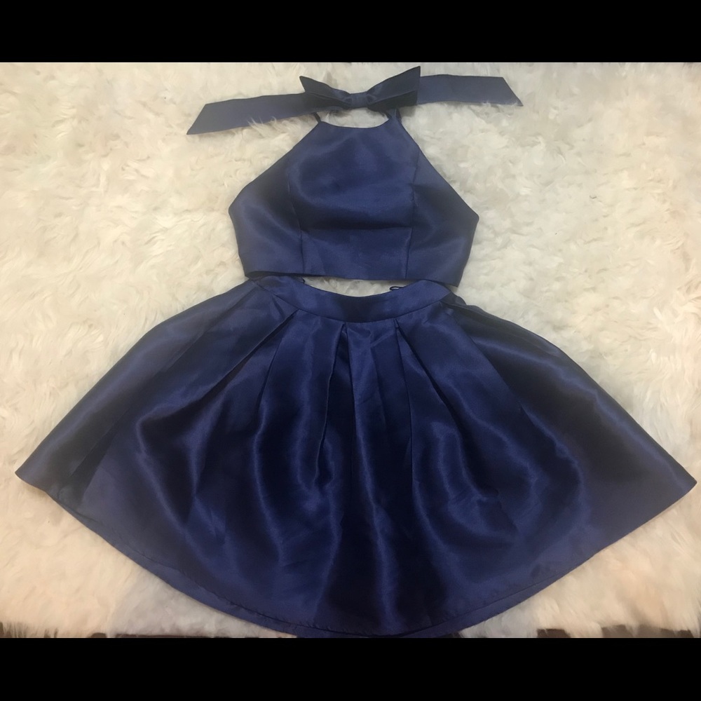 Love Culture Miss Avenue Navy Crop Top Dress